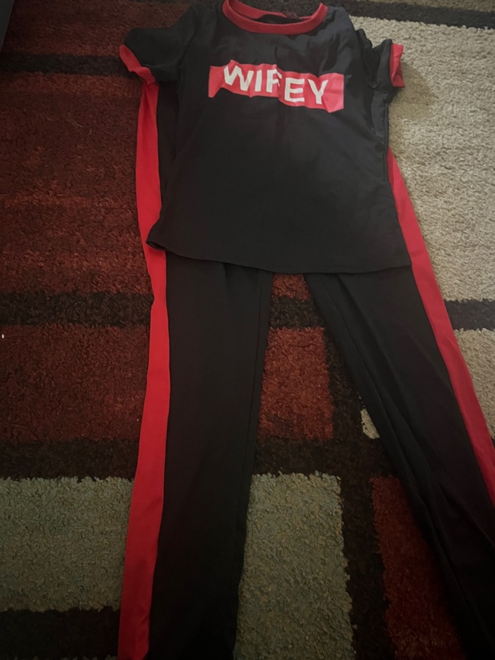 Wifey Black & Red Two-Piece Lounge Set